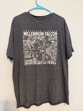 Star Wars Millennium Falcon Crewneck T-Shirt - Charcoal Gray